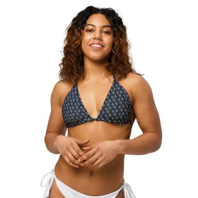 All-over Print Recycled String Bikini Top for Eco-Friendly Swimwear