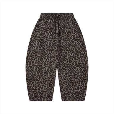 Unisex Leopard Barrel Leg Sweatpants
