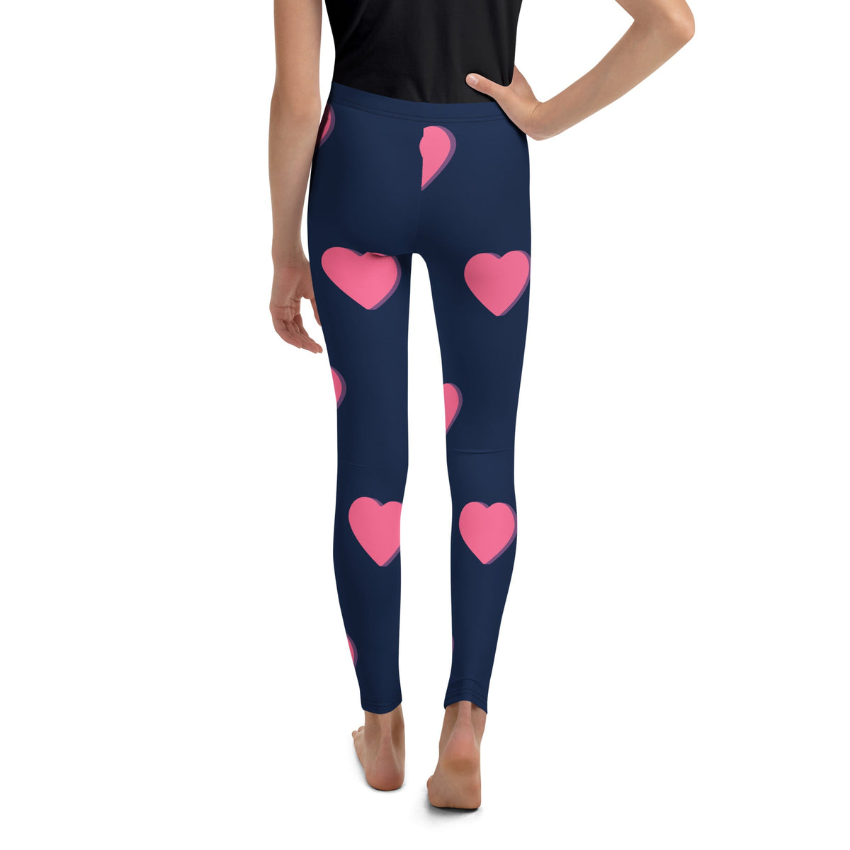 Youth Leggings - Pink hearts