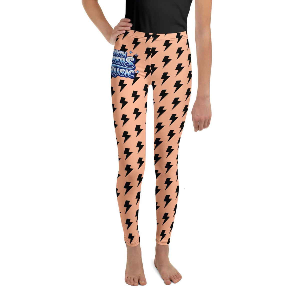 Youth Leggings Orange and black lighting