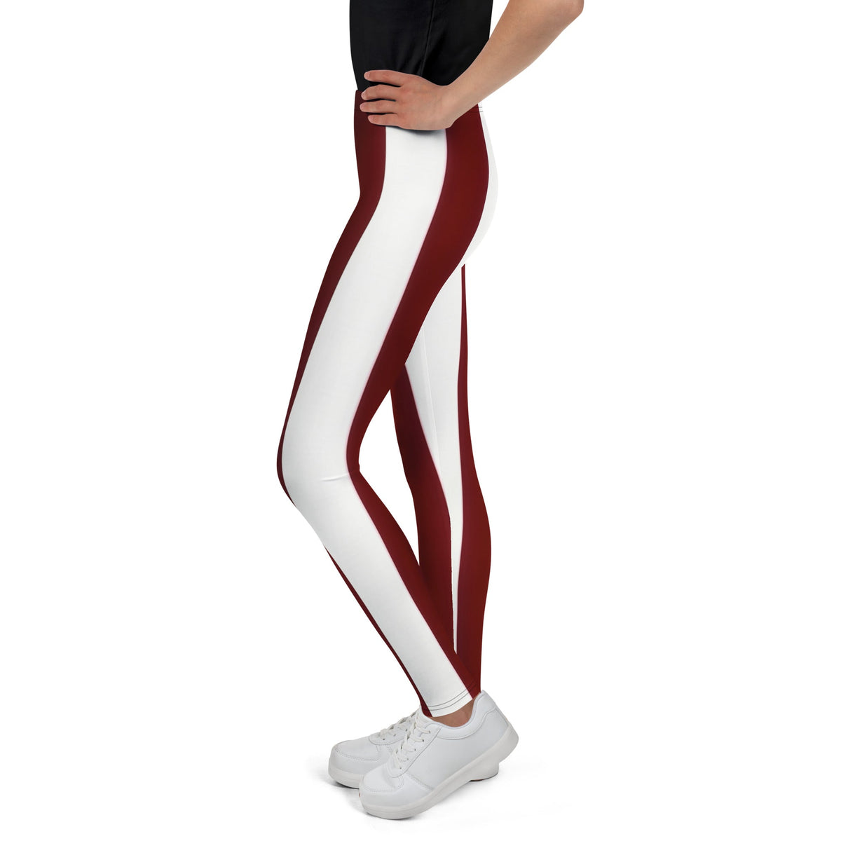 Youth Leggings burgandy stripe