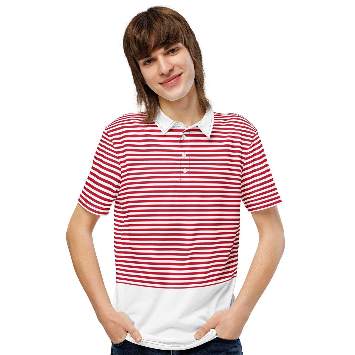 Men’s slim fit polo - Red and White stripes