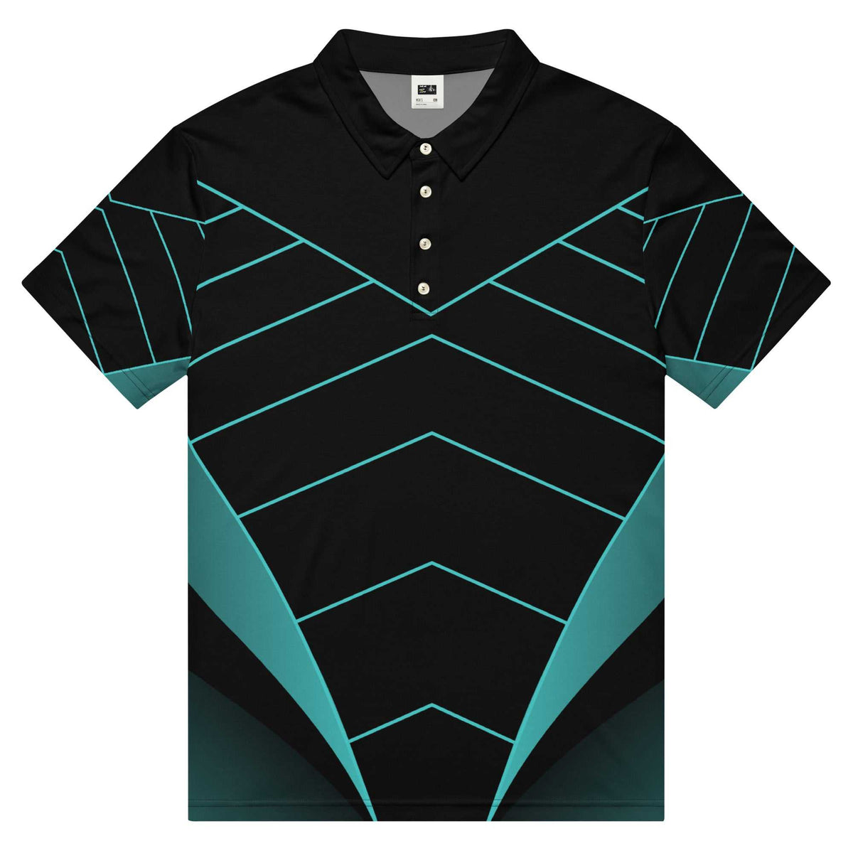 Black with Auqua accents - Men’s slim fit polo