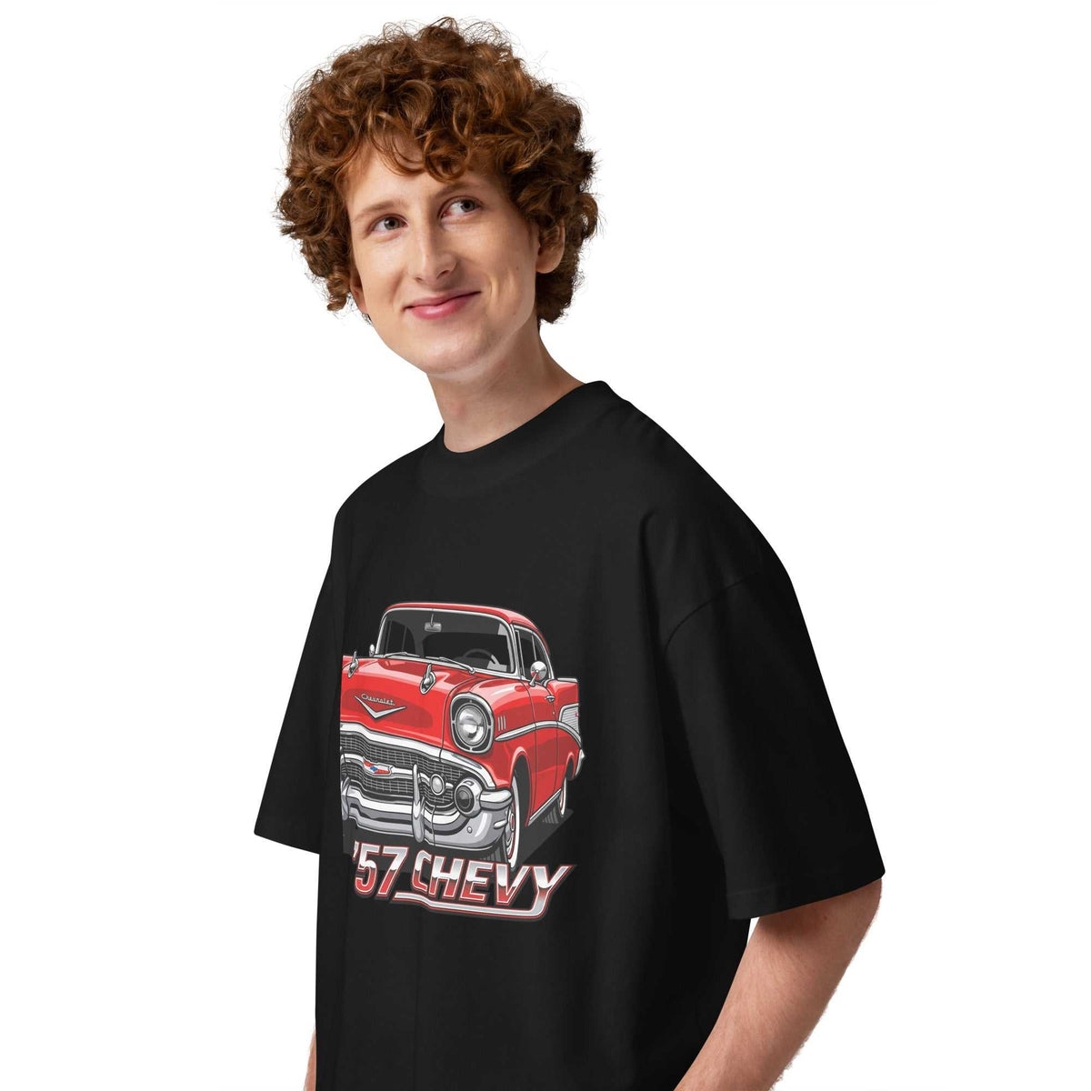 Unisex organic oversized high neck t-shirt - 57 Chevy