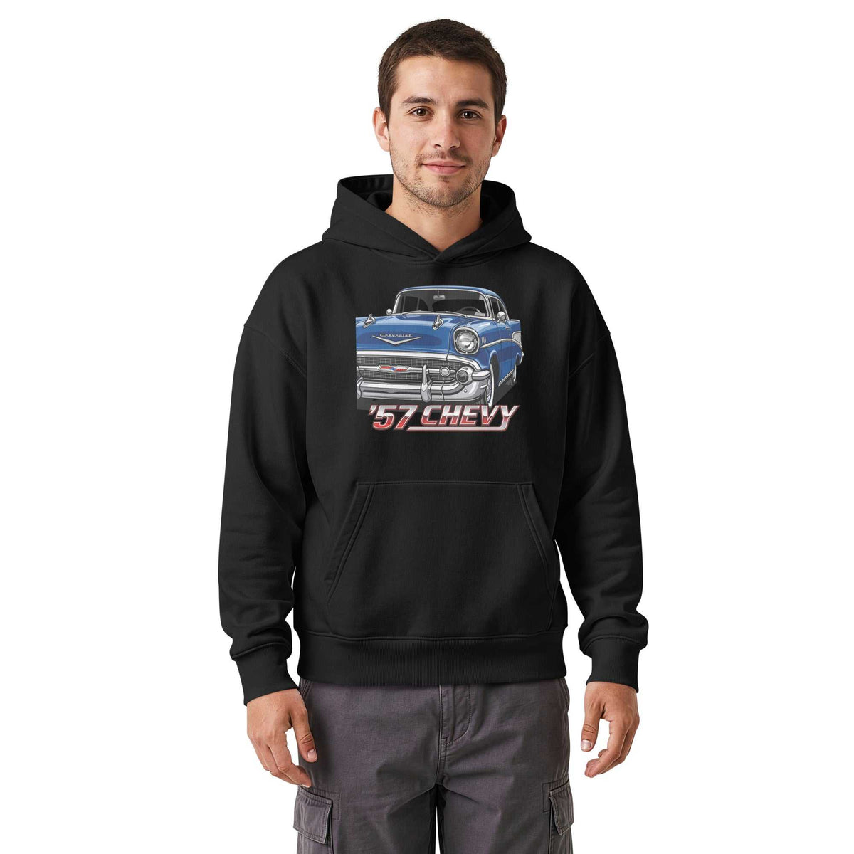 Unisex relaxed mid-weight hooded sweatshirt - Blue 57